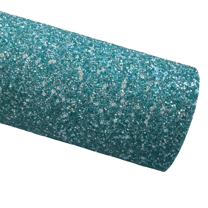 Teal Crystal Crunch Chunky Glitter Leather