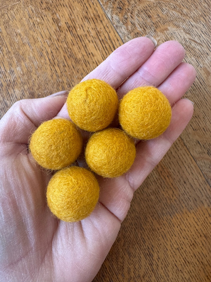 100% Wool Felt Balls 2cm 3/4” ~ Mustard