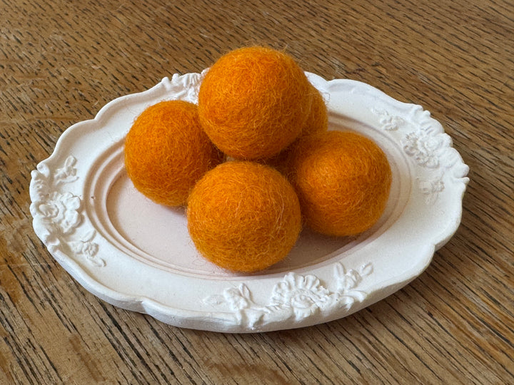 100% Wool Felt Balls 2cm 3/4” ~ Marigold (Light Orange)