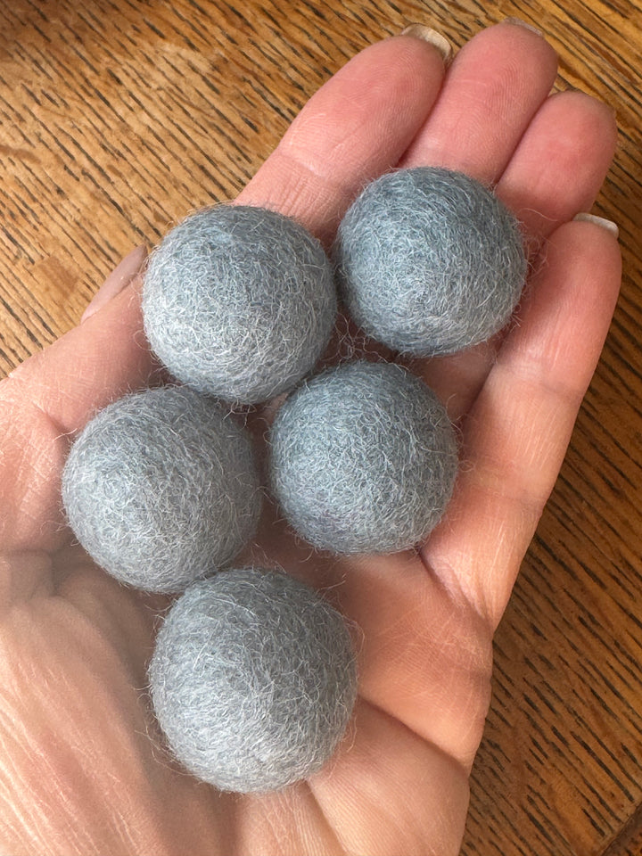 100% Wool Felt Balls 2cm 3/4” ~ Grey Blue