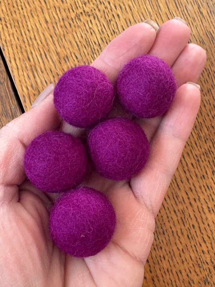 100% Wool Felt Balls 2cm 3/4” ~ Purple Berry