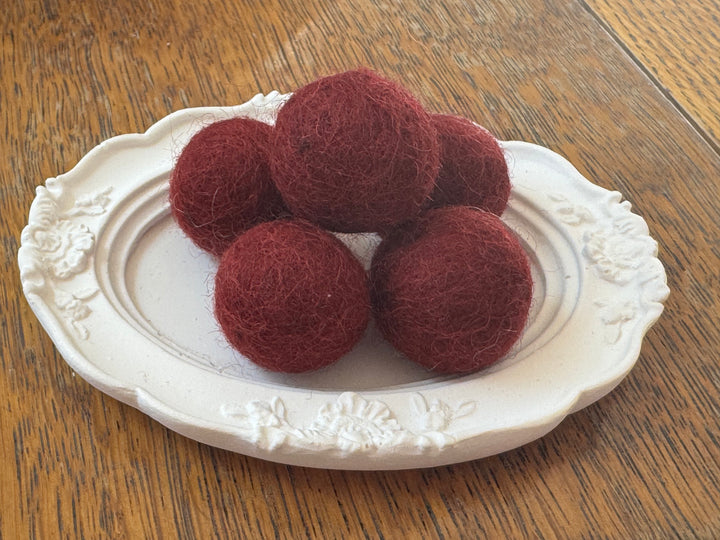 100% Wool Felt Balls 2cm 3/4” ~ Crimson Red