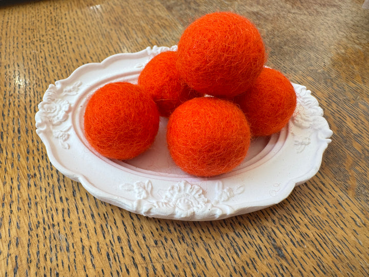 100% Wool Felt Balls 2cm 3/4” ~ Orange