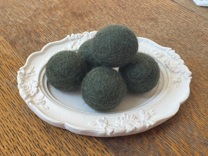 100% Wool Felt Balls 2cm 3/4” ~ Army Green