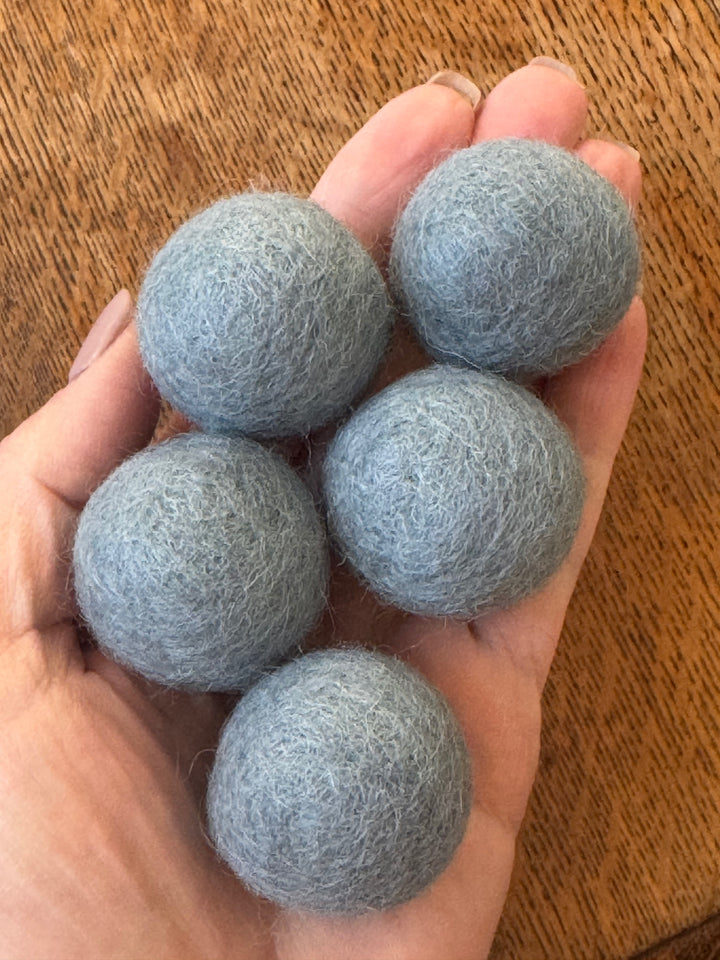 100% Wool Felt Balls 3cm 1.2” ~ Grey Blue