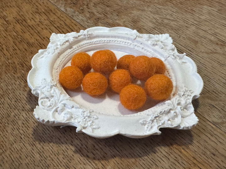 100% Wool Felt Balls 1cm 3/8” ~ Marigold (Light Orange)