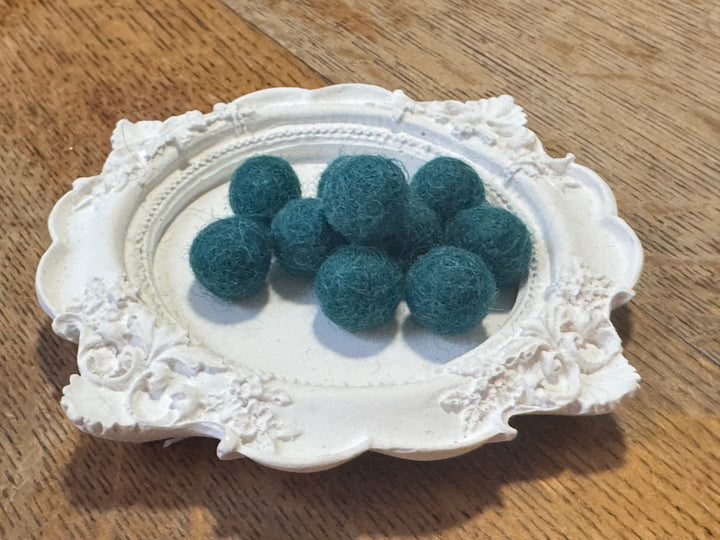 100% Wool Felt Balls 1cm 3/8” ~ Tsunami Petrol Green