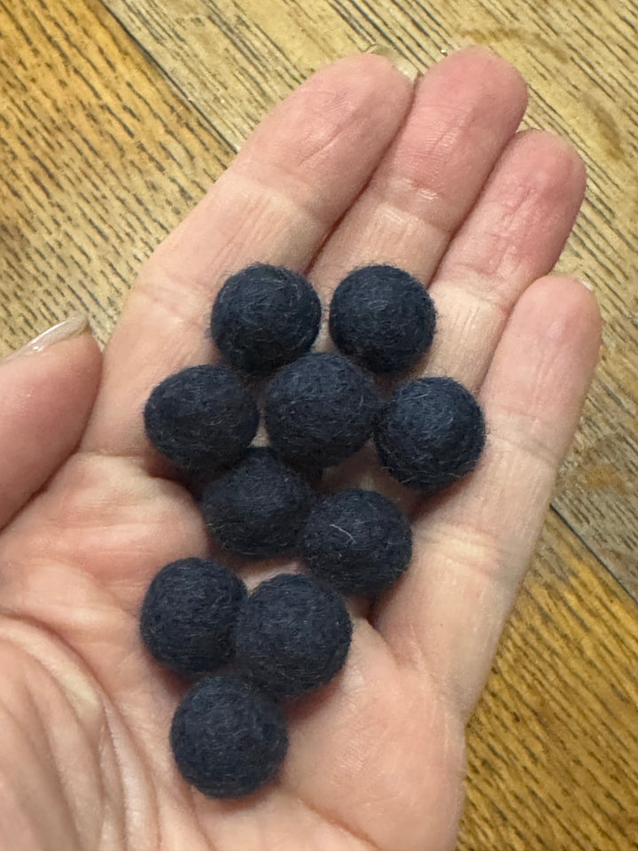 100% Wool Felt Balls 1cm 3/8” ~ Navy
