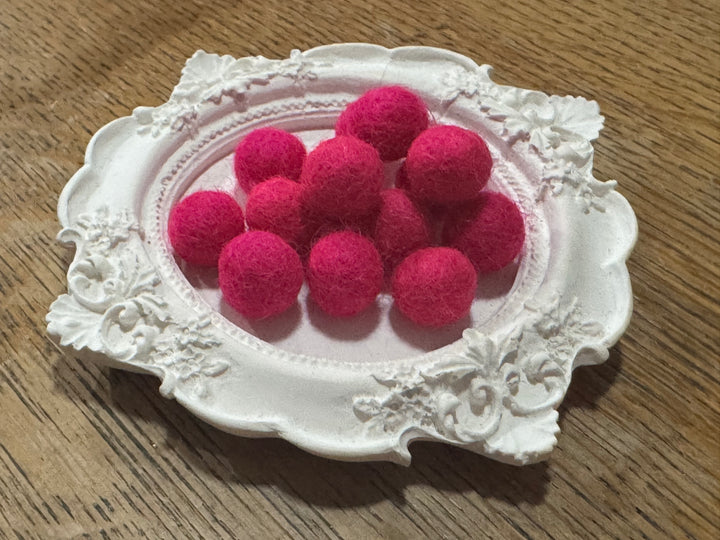 100% Wool Felt Balls 1cm 3/8” ~ Shocking Pink