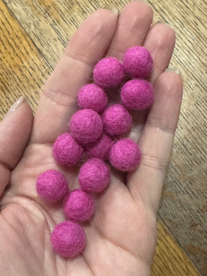 100% Wool Felt Balls 1cm 3/8” ~ Raspberry