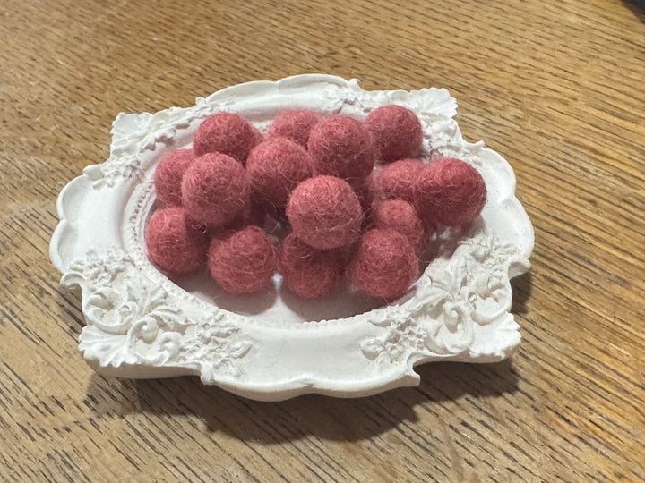 100% Wool Felt Balls 1cm 3/8” ~ Dark Pink