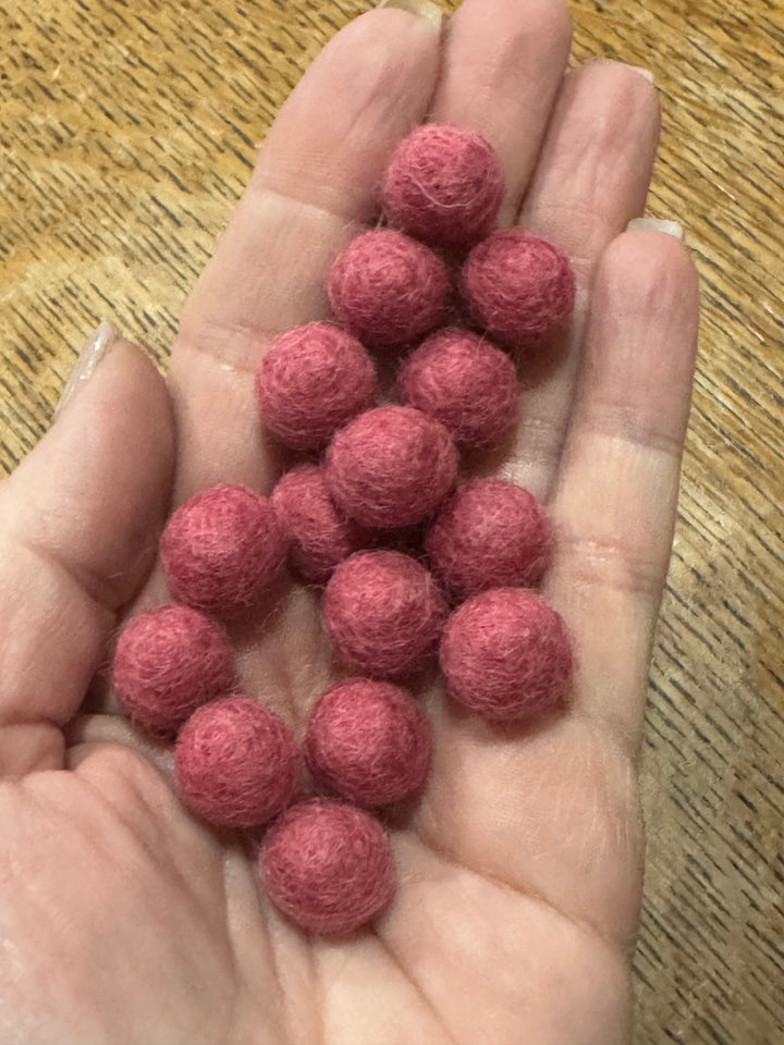 100% Wool Felt Balls 1cm 3/8” ~ Dark Pink