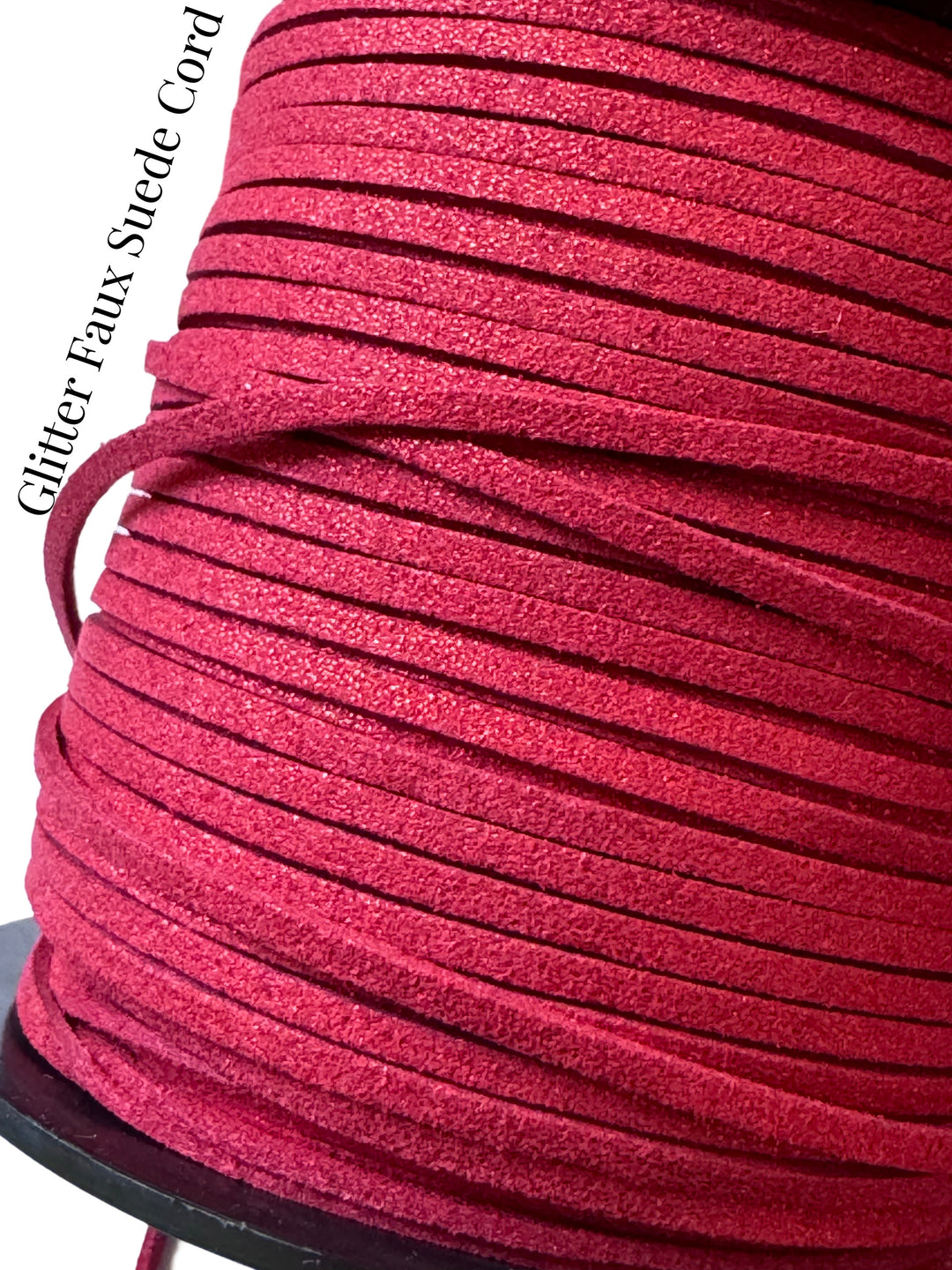 Red Glitter Faux Suede Cord ~ by the metre