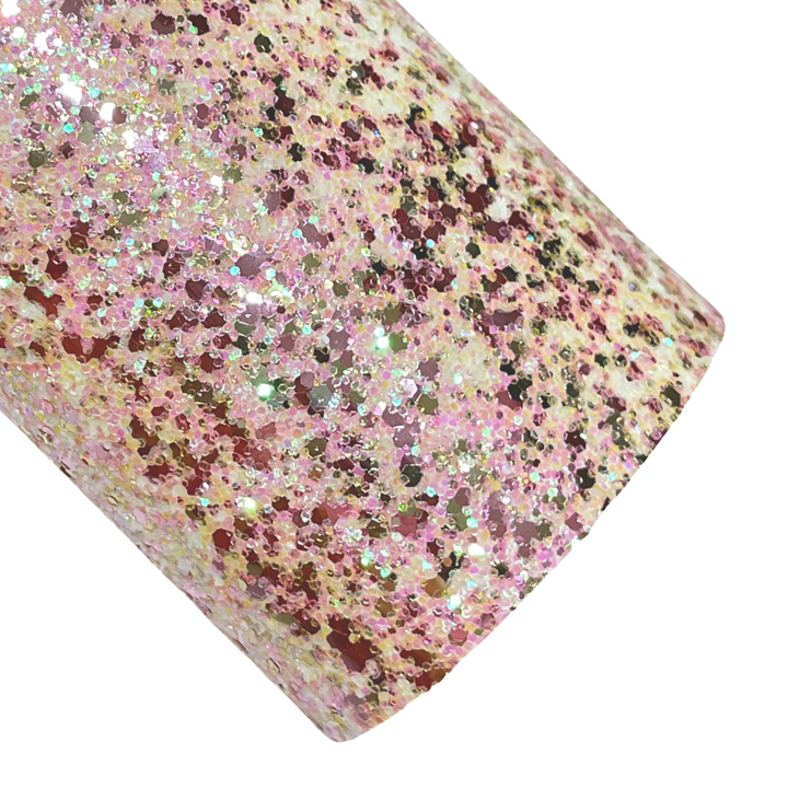 Pink White Smooch Chunky Glitter Leather