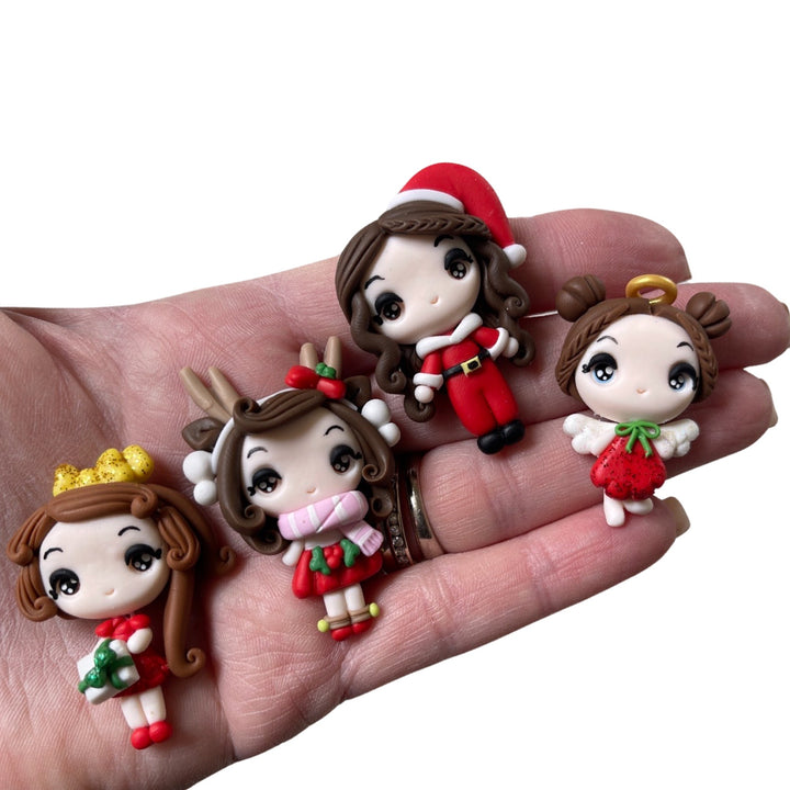 Christmas Present Girl Bow Clay Embellishment - Gorgeous Maker