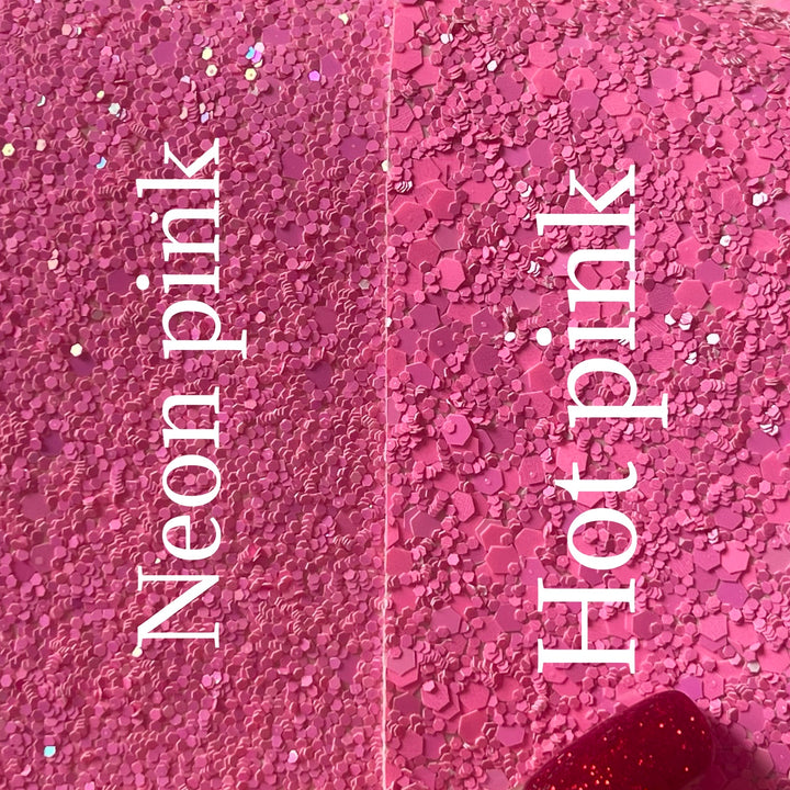 Cuir à grosses paillettes rose vif