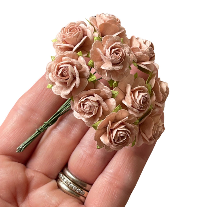 Nude Delicate Rose Mulberry Paper Blooms 20mm