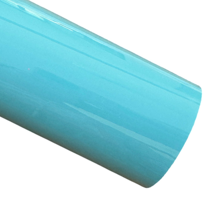 Feuille A4 en cuir verni bleu sarcelle, similicuir PU lisse et brillant