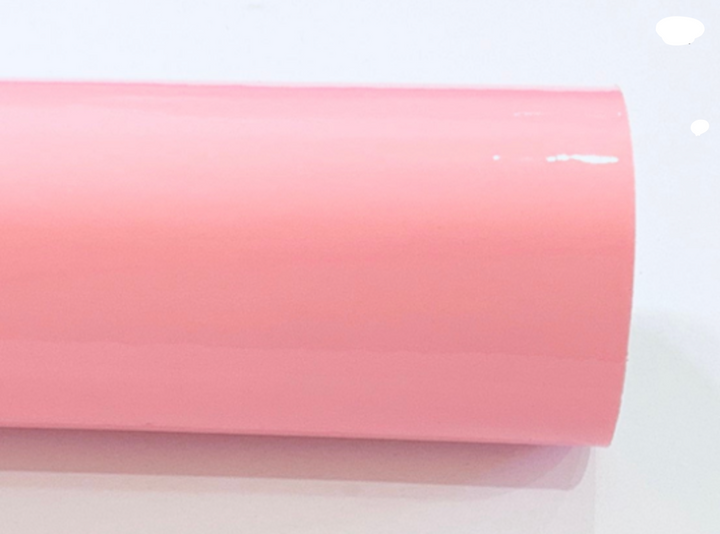 Feuille A4 en cuir verni rose clair, similicuir PU lisse et brillant - 0,75 mm