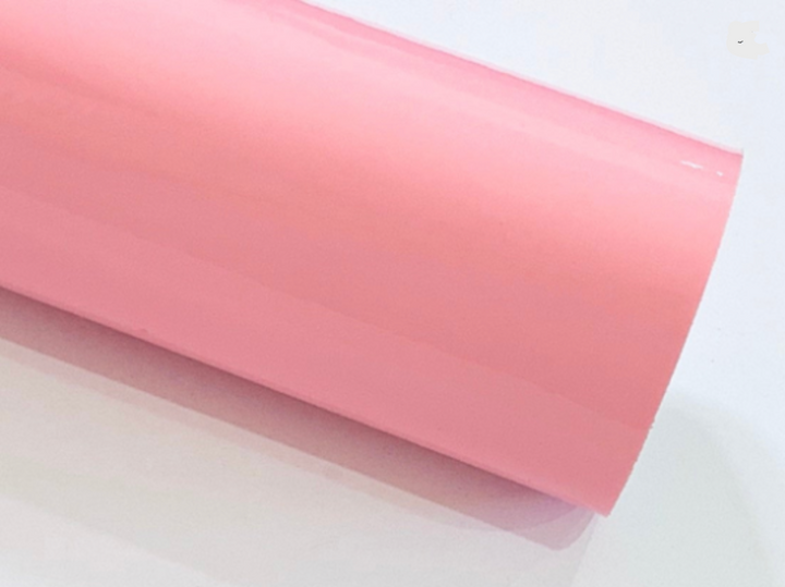 Feuille A4 en cuir verni rose clair, similicuir PU lisse et brillant - 0,75 mm