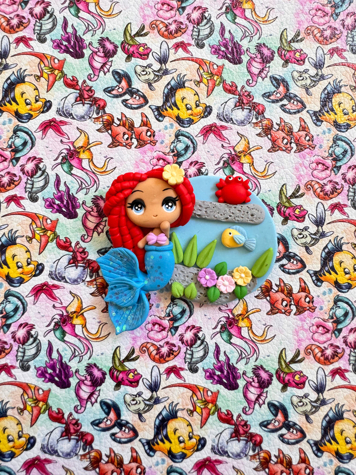 Red Hair Siren Mermaid Bow Clay Embellishments - Gorgeous Maker
