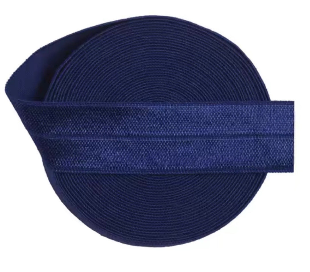 20mm (3/4") Solid Shiny Navy Fold Over Elastic