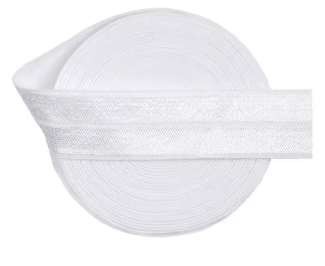 20mm (3/4") Solid Shiny White Fold Over Elastic