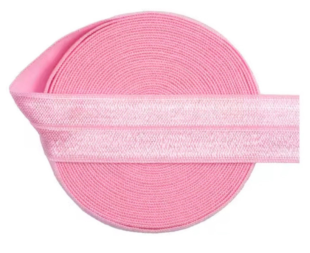 20mm (3/4") Solid Shiny Rose Pink Fold Over Elastic