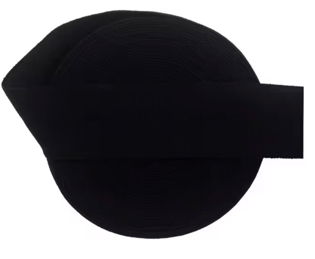 20mm (3/4") Solid Matte Black Fold Over Elastic