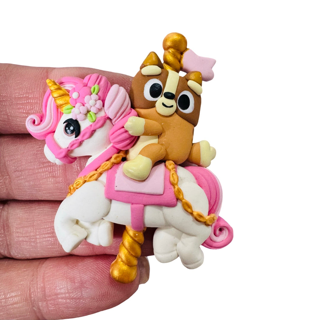 Heeler Pup on Unicorn Bow Clays from Temptress Maker