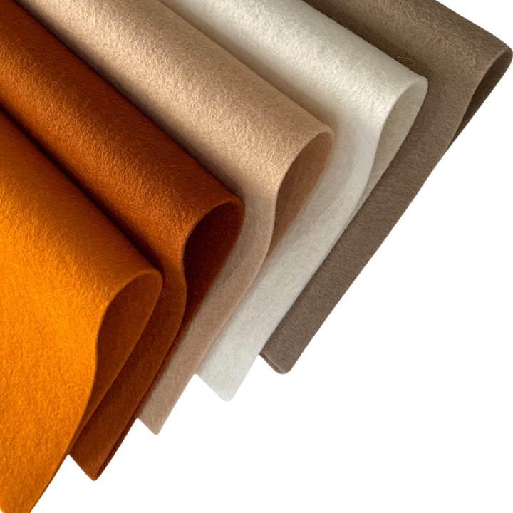 Autumn Woodland 100% Pure Wool Felt Bundle of 5