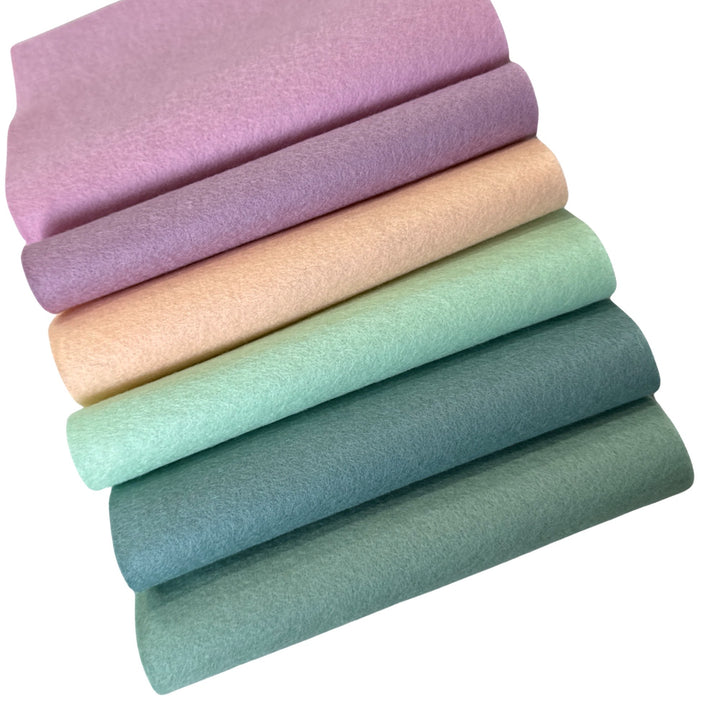 Mediterranean 100% Pure Wool Felt Bundle of 6