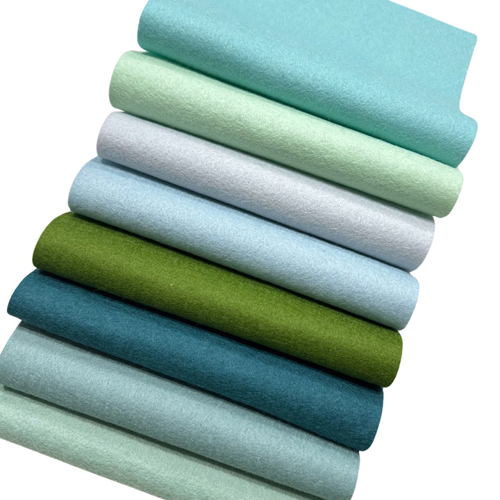 Ocean Waves 100% Pure Wool Felt Bundle of 8
