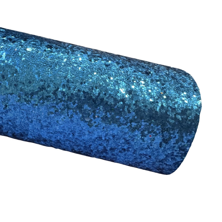 Turquoise Chunky Glitter Fabric Sheet 0.7mm Thick | Smooth White Rear | Great for Backing | Shoes