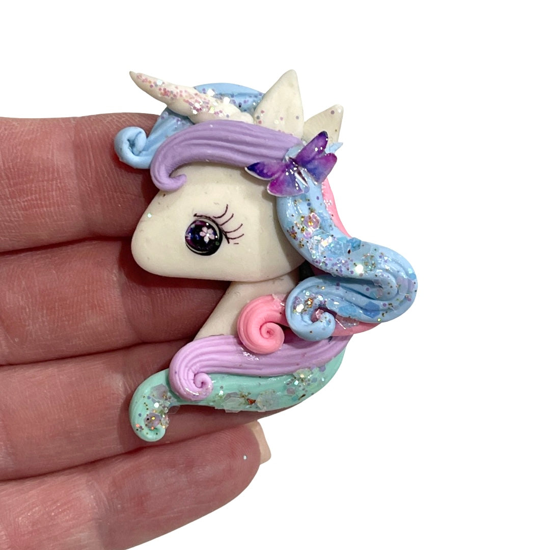 Rainbow Unicorn Bow Clay Cameo