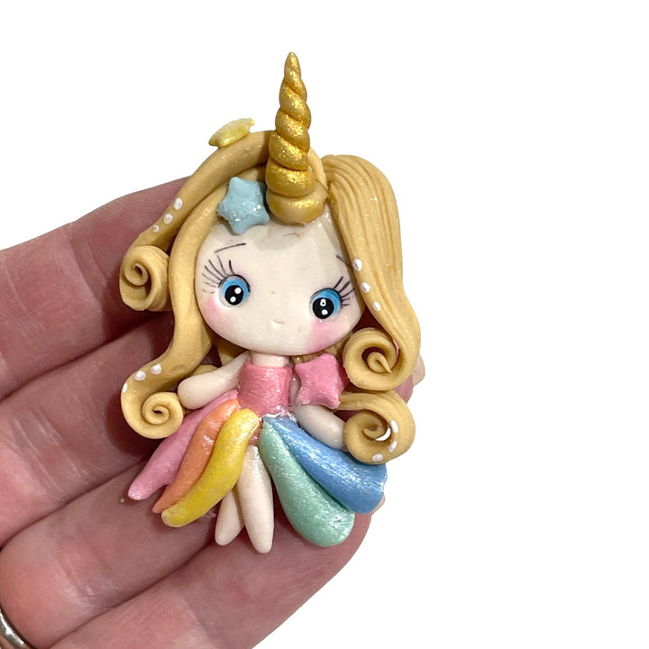 Rainbow Unicorn Princess Bow Clay Embellishment