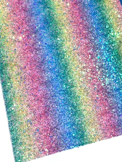 Tissu à grosses paillettes arc-en-ciel