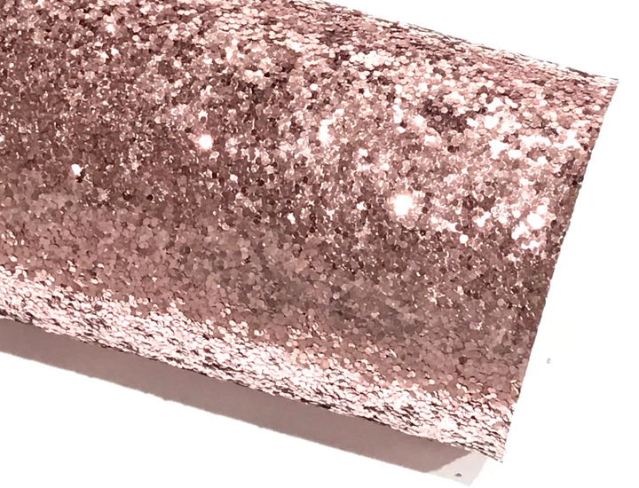 Dusty Pink Chunky Glitter Fabric Sheet 0.7mm Thick | Smooth White Rear | Great for Backing | Shoes