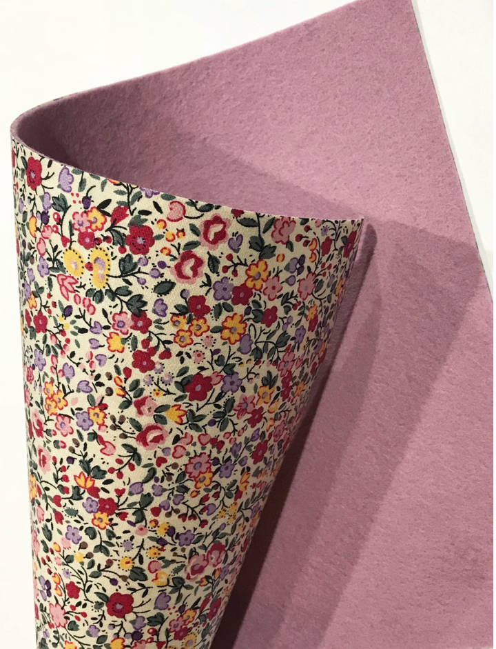 Petite Floral Pink - Les Fleurs Double Sided Fabric Wool Felt Sheets