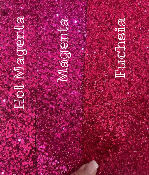 Cuir épais à paillettes magenta chaud