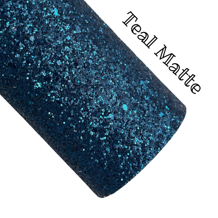 Teal Matte Chunky Glitter Leather