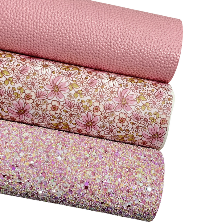 Lot de paillettes en similicuir floral printanier