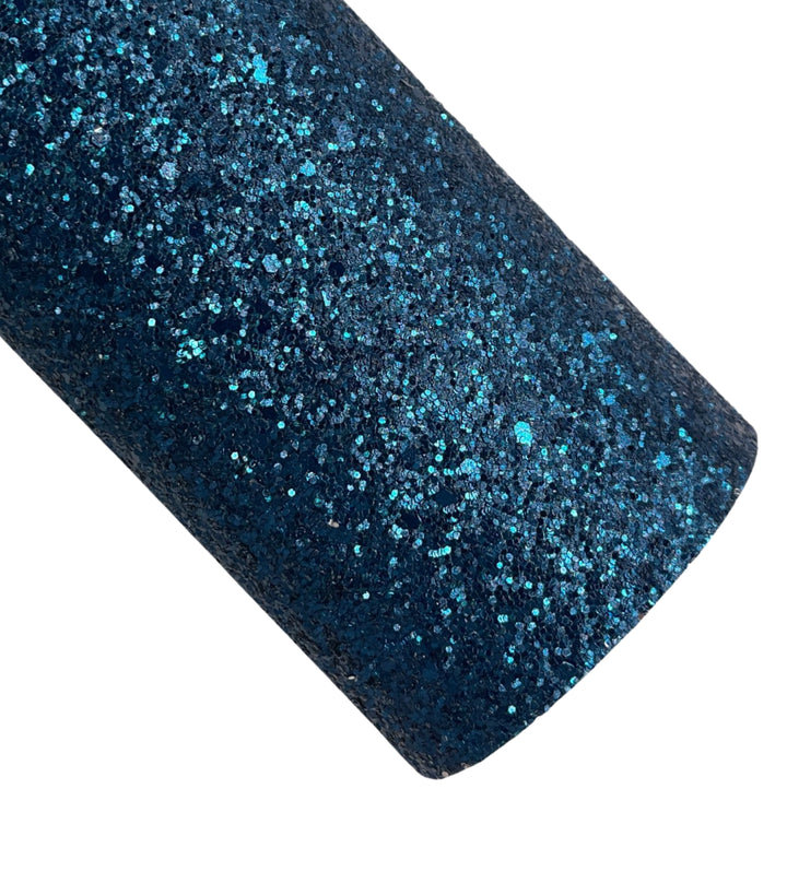 Teal Matte Chunky Glitter Leather