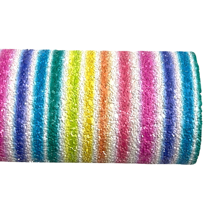 Bright Rainbow Stripes Chunky Glitter