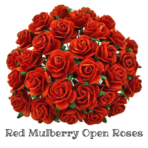 1,5 cm - 10 pièces / 100 pièces fleurs en papier de mûrier - roses à pétales arrondis de 1 cm - rouge