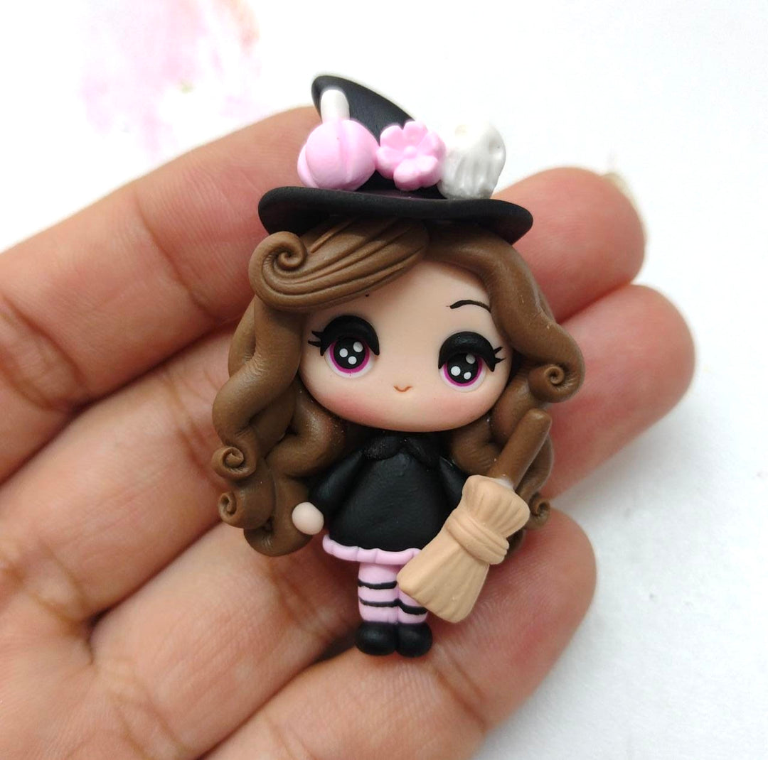 Pink Witch Clay Embellishment - Gorgeous Maker