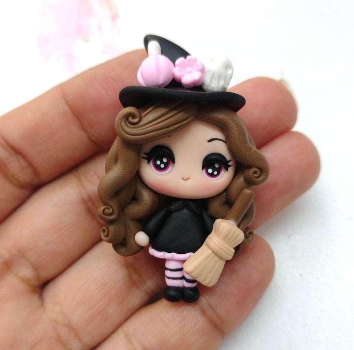 Pink Witch Clay Embellishment - Gorgeous Maker