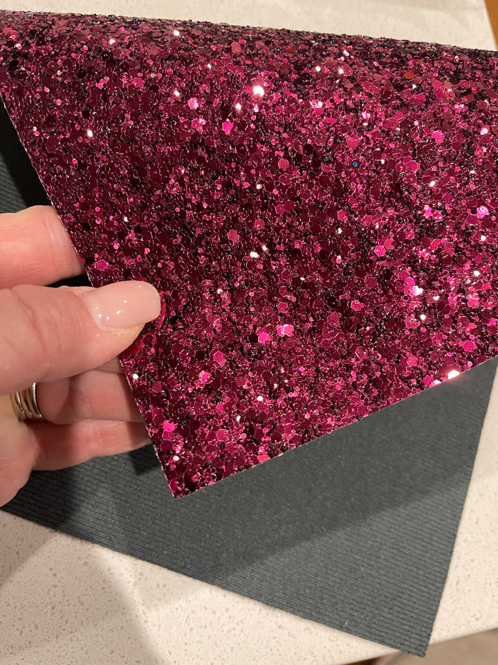 Maroon Chunky Glitter Leather - Mulberry Premium