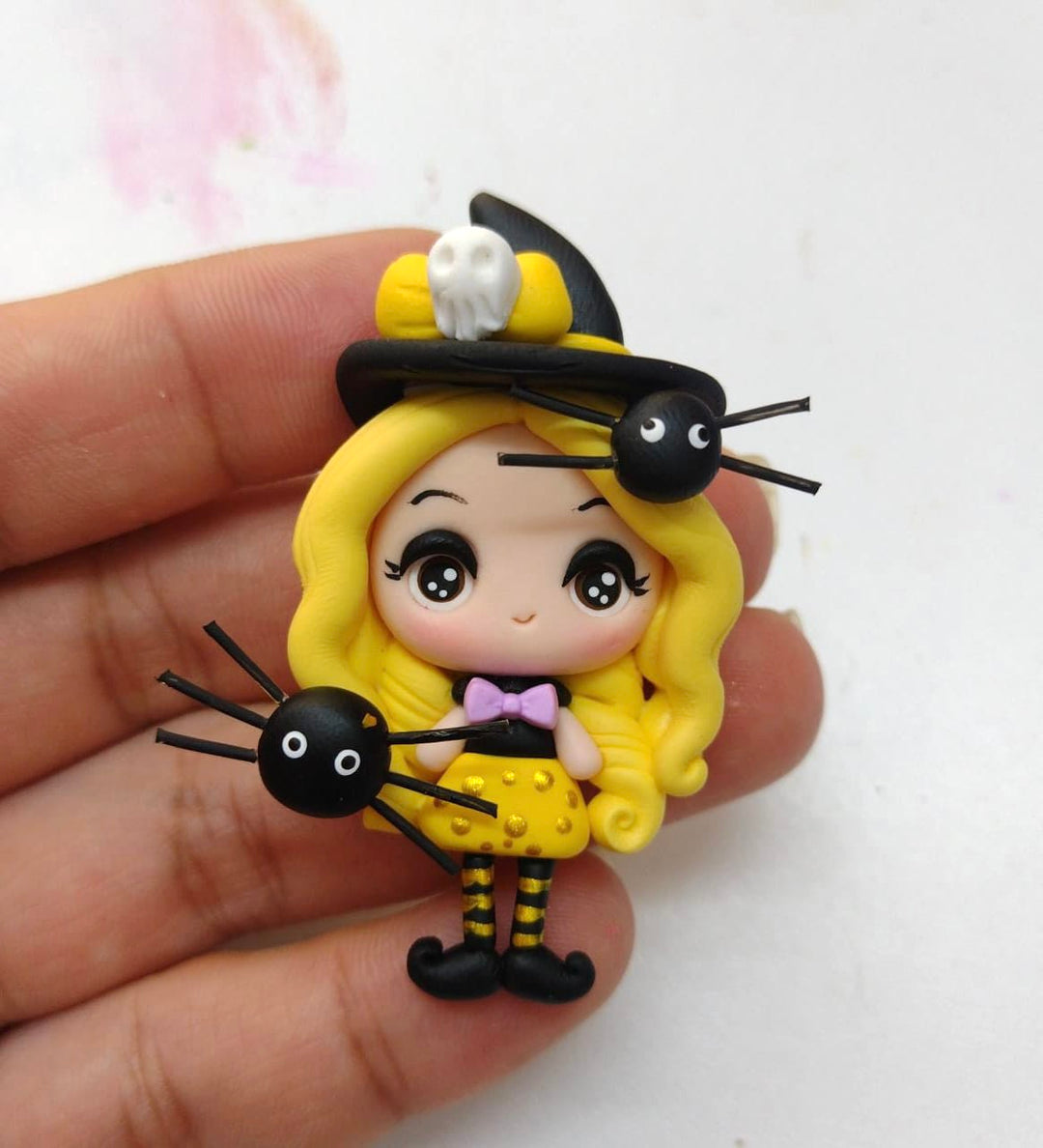 Yellow Spider Witch Clay Embellishment - Gorgeous Maker