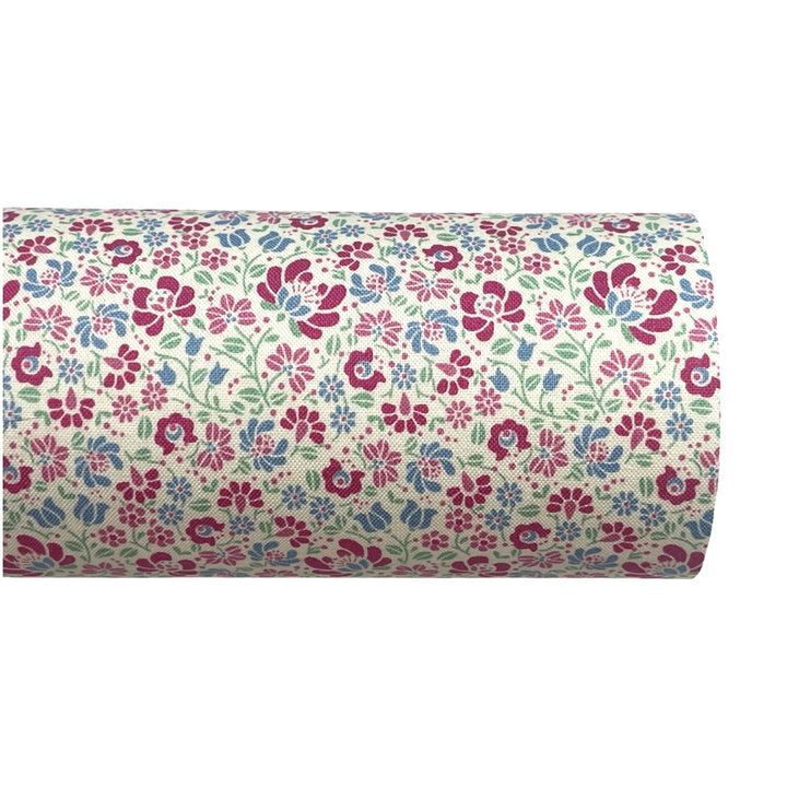 Magenta Aqua Floral Felt Backed Fabric Sheets